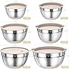 Mixing Bowls with Airtight Lids Set, 26PCS Stainless Steel Khaki Bowls with Grater Attachments, Non-Slip Bottoms & Kitchen Gadgets Set, Size 7, 4, 2.5, 2.0,1.5, 1QT, Great for Mixing & Serving