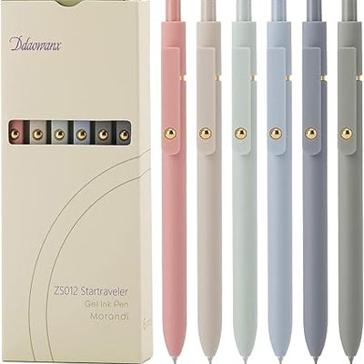 Ddaowanx Gel Pens, 12 Pcs 0.5mm Quick Dry Black Ink Pens Fine Point Smooth Writing Pens, Cute Office School Supplies Gifts for Women (12 Pcs Vintage+Morandi-Black Ink)