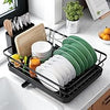 Cisily Sponge Holder for Kitchen Sink, Sink Caddy Organizer with High Brush Holder, Kitchen Countertop Organizers and Storage Essentials, Rustproof 304 Stainless Steel (Black, 9.25″)
