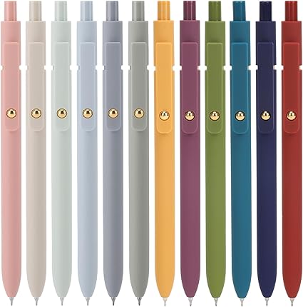 Ddaowanx Gel Pens, 12 Pcs 0.5mm Quick Dry Black Ink Pens Fine Point Smooth Writing Pens, Cute Office School Supplies Gifts for Women (12 Pcs Vintage+Morandi-Black Ink)