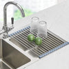 Seropy Roll Up Dish Drying Rack, Over the Sink Dish Drying Rack Kitchen Rolling Dish Drainer, Foldable Sink Rack Mat Stainless Steel Wire Dish Drying Rack for Kitchen Sink Counter Storage 17.5x11.8