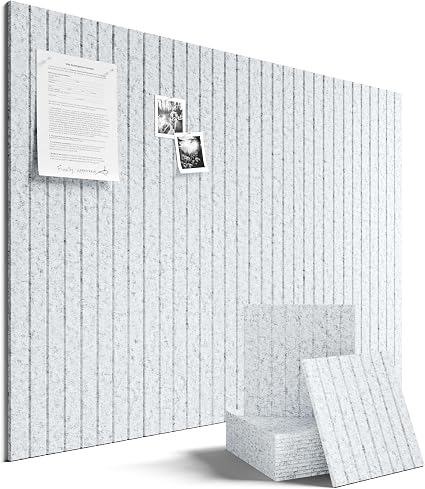 Fluxynara Large Felt Bulletin Board 48" x 36" Cork Board Alternative-12 Pack with 70 Safe Removable Adhesive Tabs, Cork Boards for Walls Cork Board for Home Office Classroom Pin Board-Light Gray