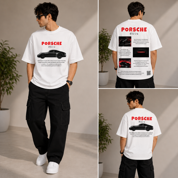 Porsche Inspired Premium Drop Shoulder T-Shirt - Oversized Streetwear | Alvix Mart