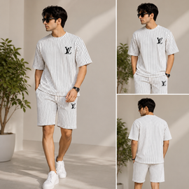 Premium China Fabric Pinstripe Tracksuit for Men – Luxury Summer Tracksuit | Alvix Mart