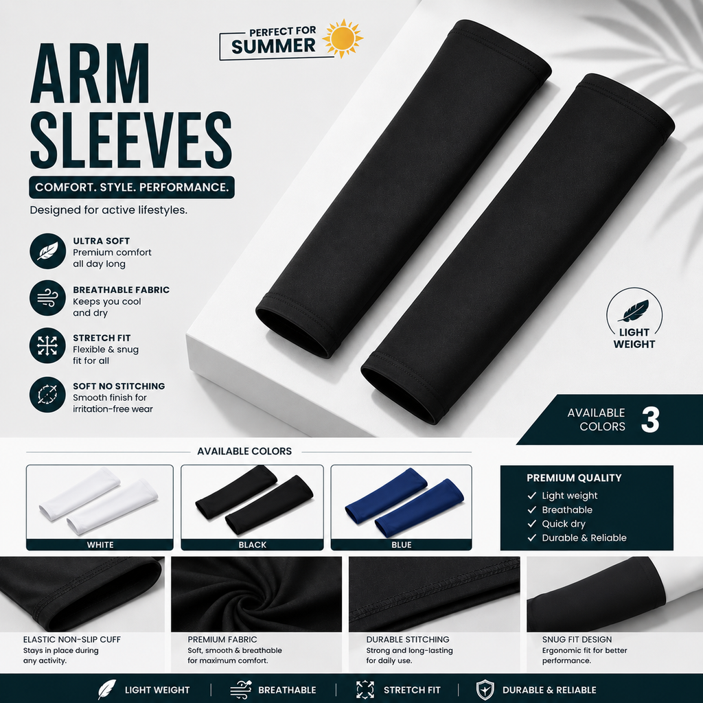 Premium UV Protection Arm Sleeves – Lightweight & Breathable | Alvix Mart
