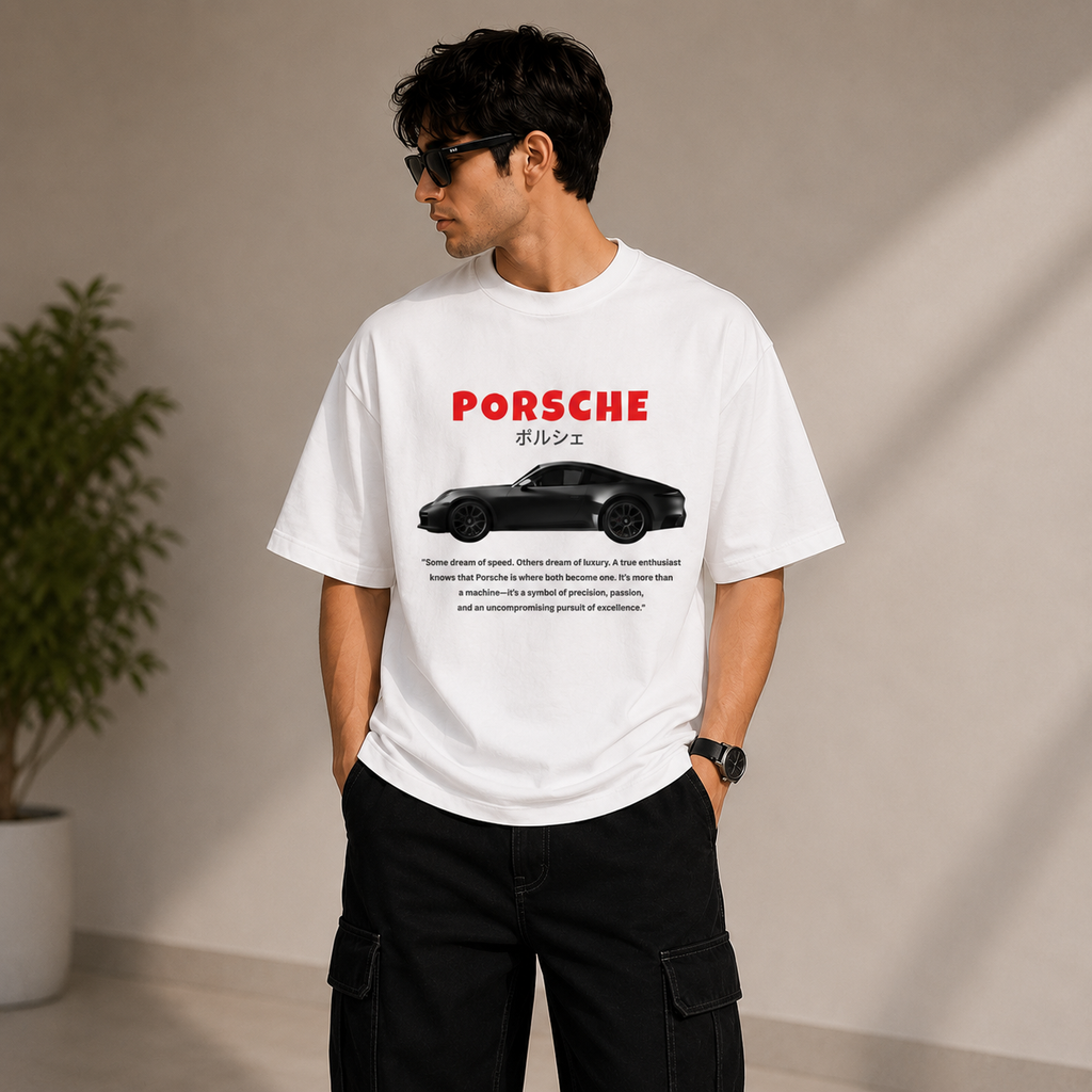 Porsche Inspired Premium Drop Shoulder T-Shirt - Oversized Streetwear | Alvix Mart