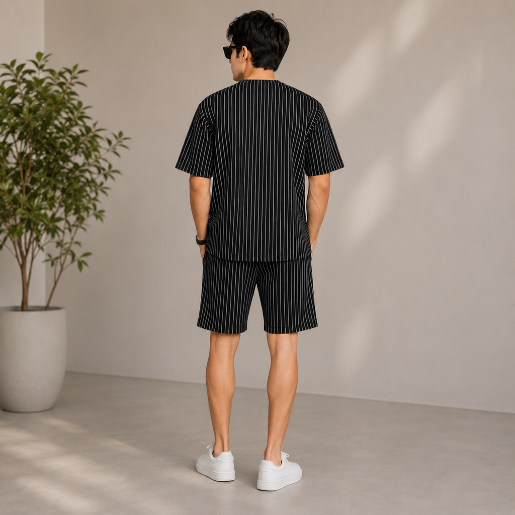 Premium China Fabric Pinstripe Tracksuit for Men – Luxury Summer Tracksuit | Alvix Mart