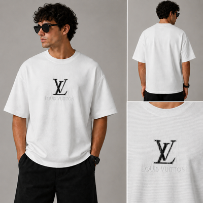 White Drop Shoulder Ribbed T-Shirt for Men – Premium Everyday Wear | Alvix Mart